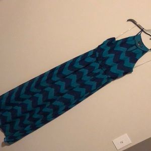 Teal and Navy Chevron Dress